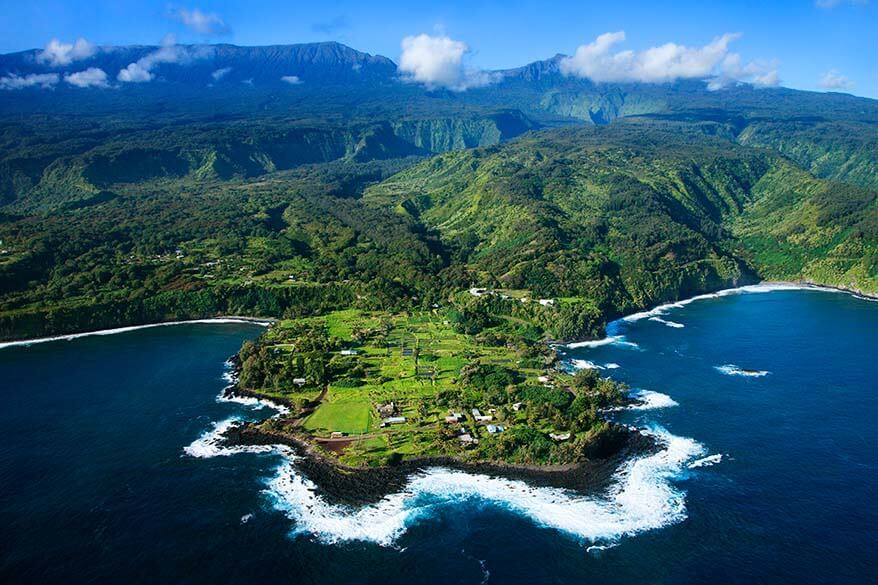 Aerial scenery from Maui helicopter tour