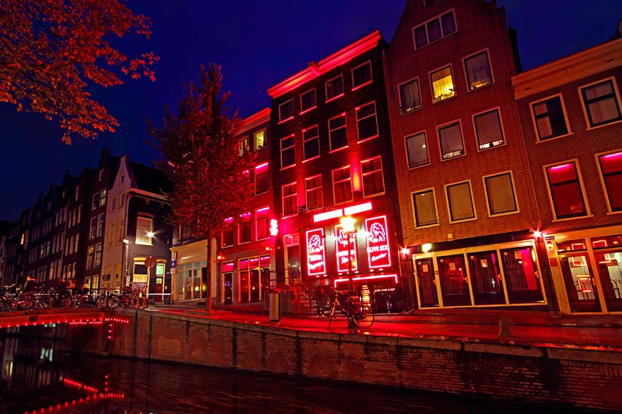 Red Light District in Amsterdam at night