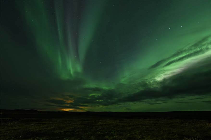 Colorful Northern Lights display in Iceland in September