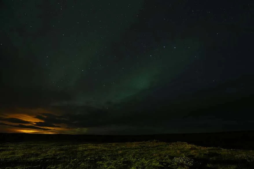 Weak auroras are only green on camera