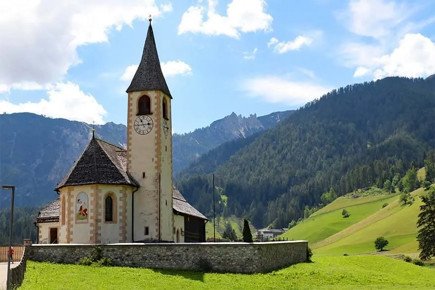 Church San Vito on the road to Lago di Braies