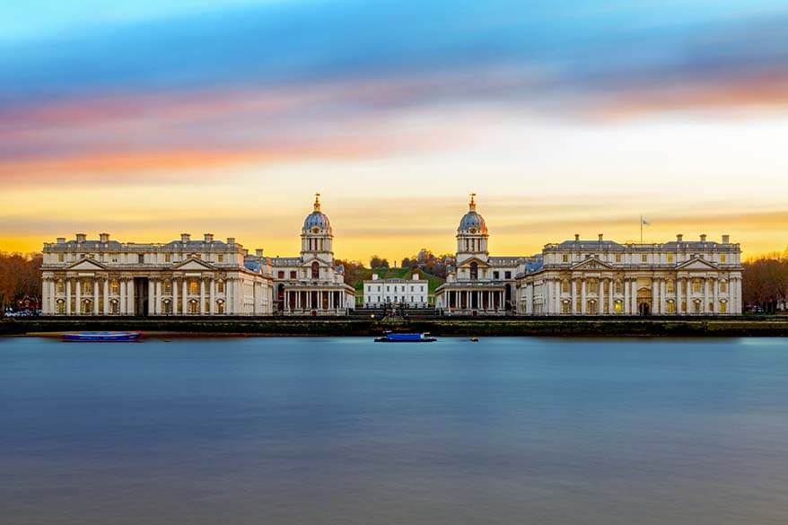 Greenwich skyline as seen from Island Gardens on the Isle of Dogs in London