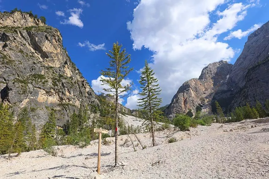 Hiking trail from Pragser Wildsee to Seekofel