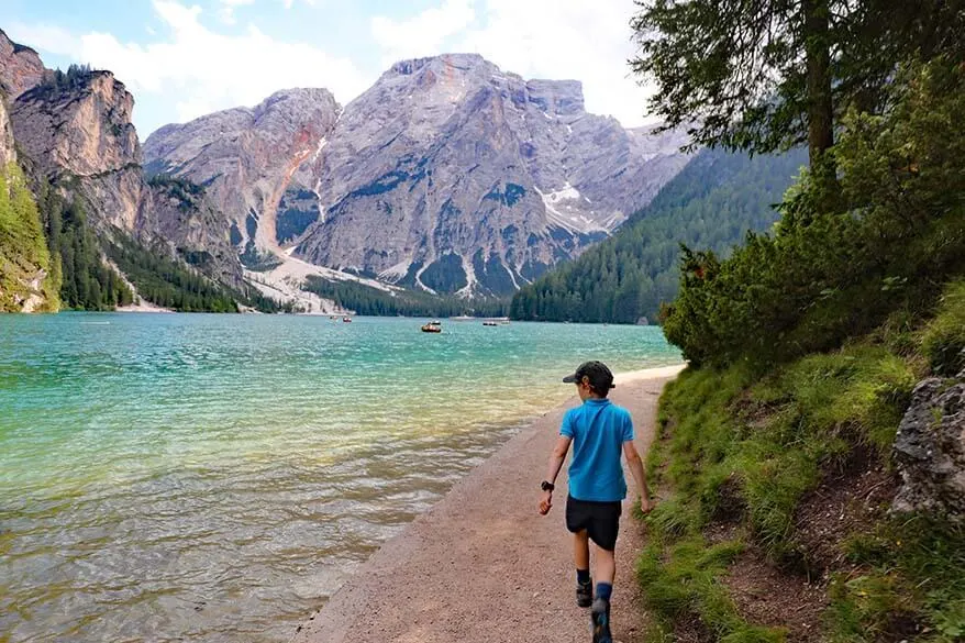 Lago di Braies hiking trail - some parts are flat and accessible