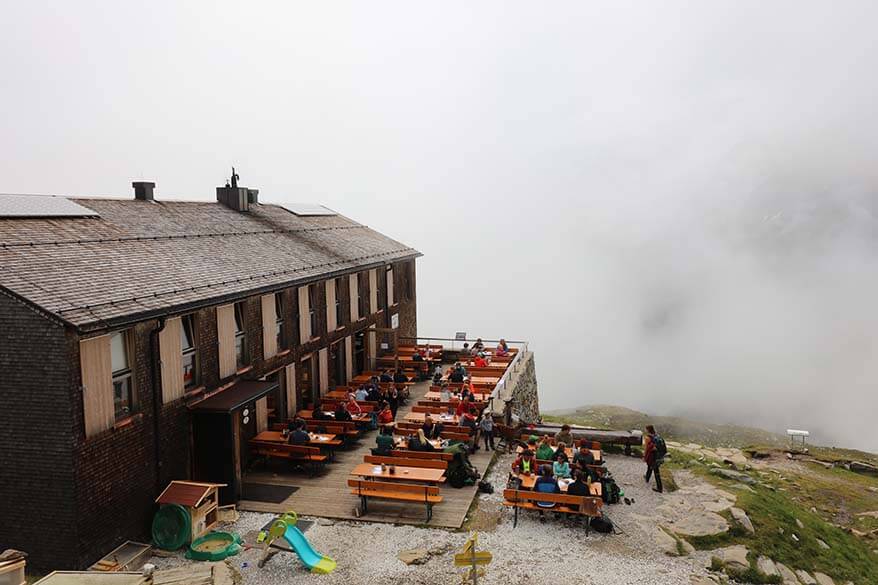 Olpererhütte in the mist.