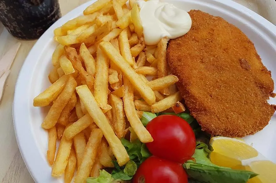 Wienerschnitzel at one of the restaurants near Lago di Braies