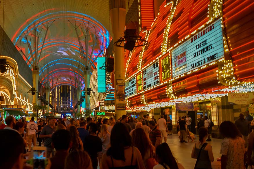 Big crowds at Fremont Street Experience in Las Vegas