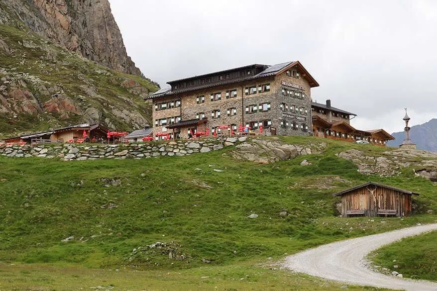 Dresdner Hutte at Stubai Glacier in summer