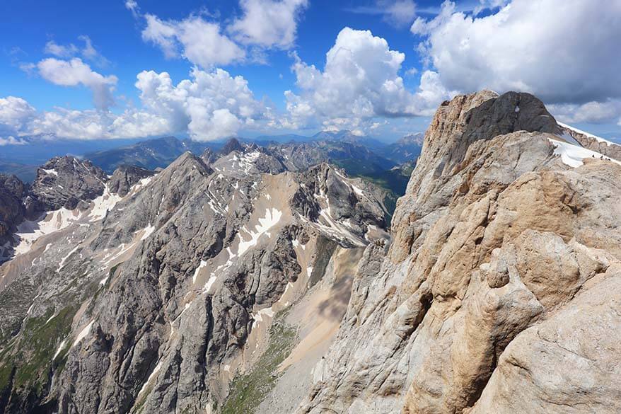 Punta Penia 3343m as seen from Marmolada mountain in Italy