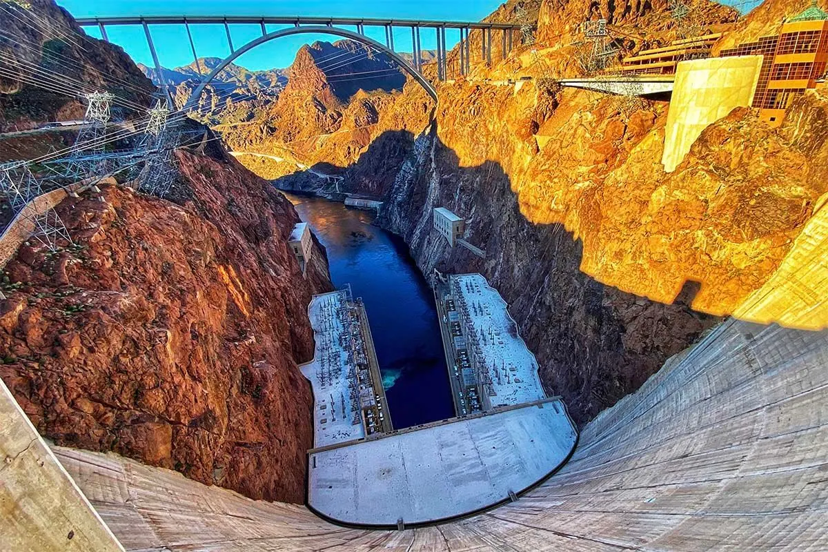 Looking down the face of the Hoover Dam