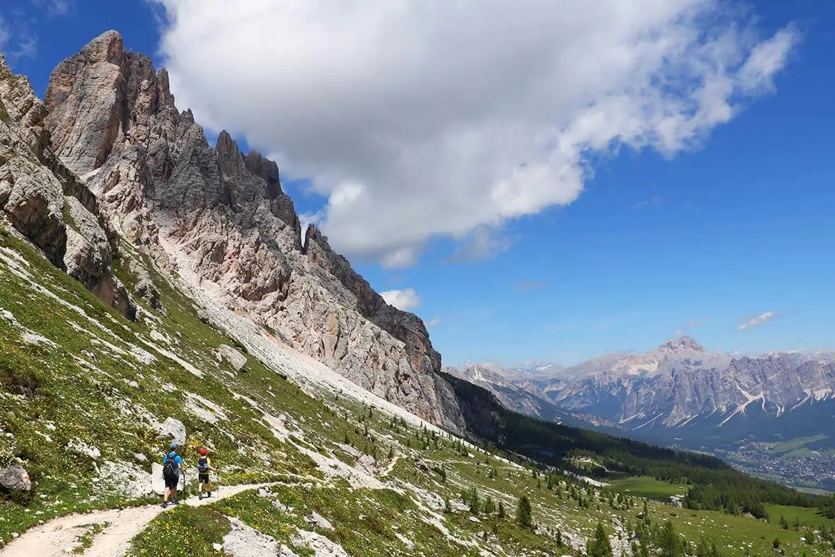 Views at Forcella Ambrizola near Lago di Federa, Dolomites Italy