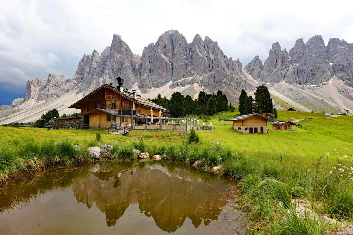 Geisler Alm in Val di Funes in the Dolomites Italy