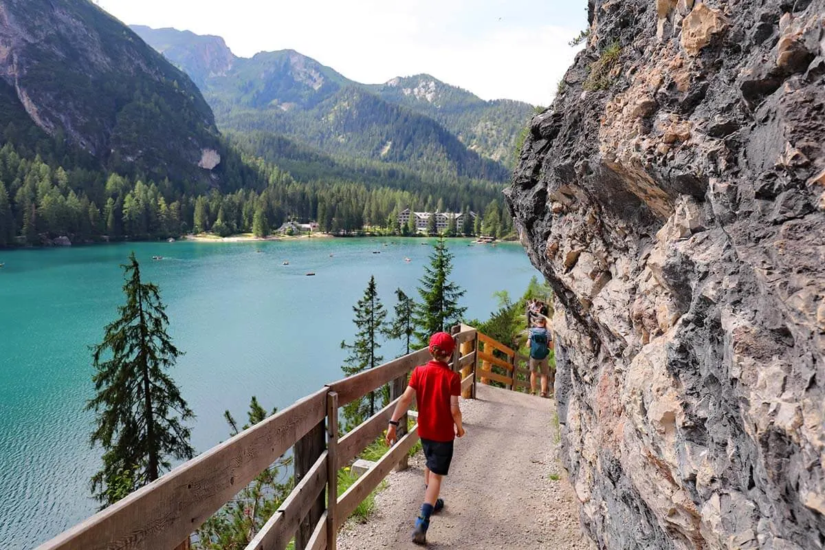 Hiking around Lago di Braies in the Dolomites Italy