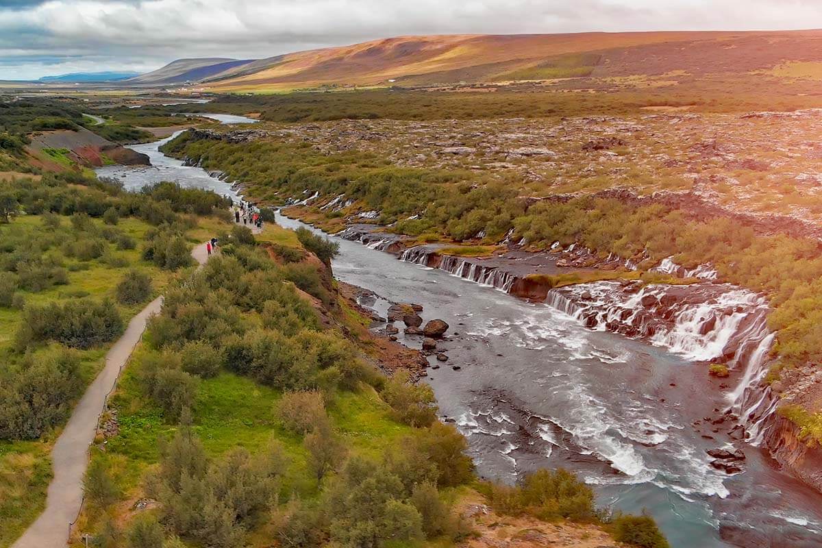 Hraunfossar waterfalls in west Iceland