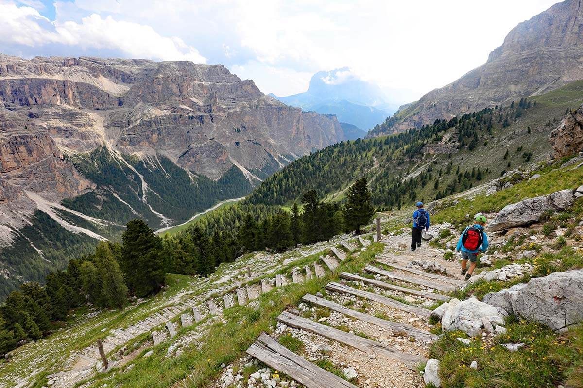 Mountain views at Rifugio Puez hike in Val Gardena Dolomites