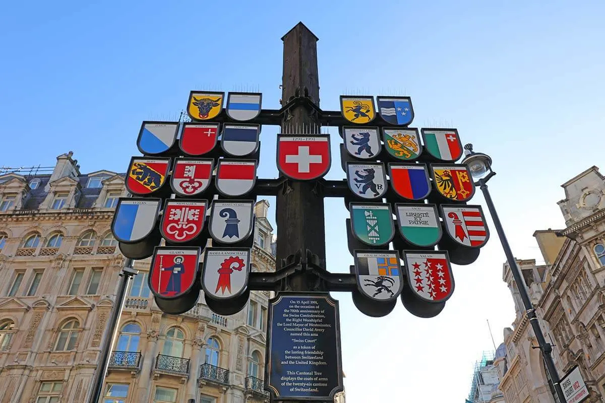 Swiss Court at Leicester Square in London