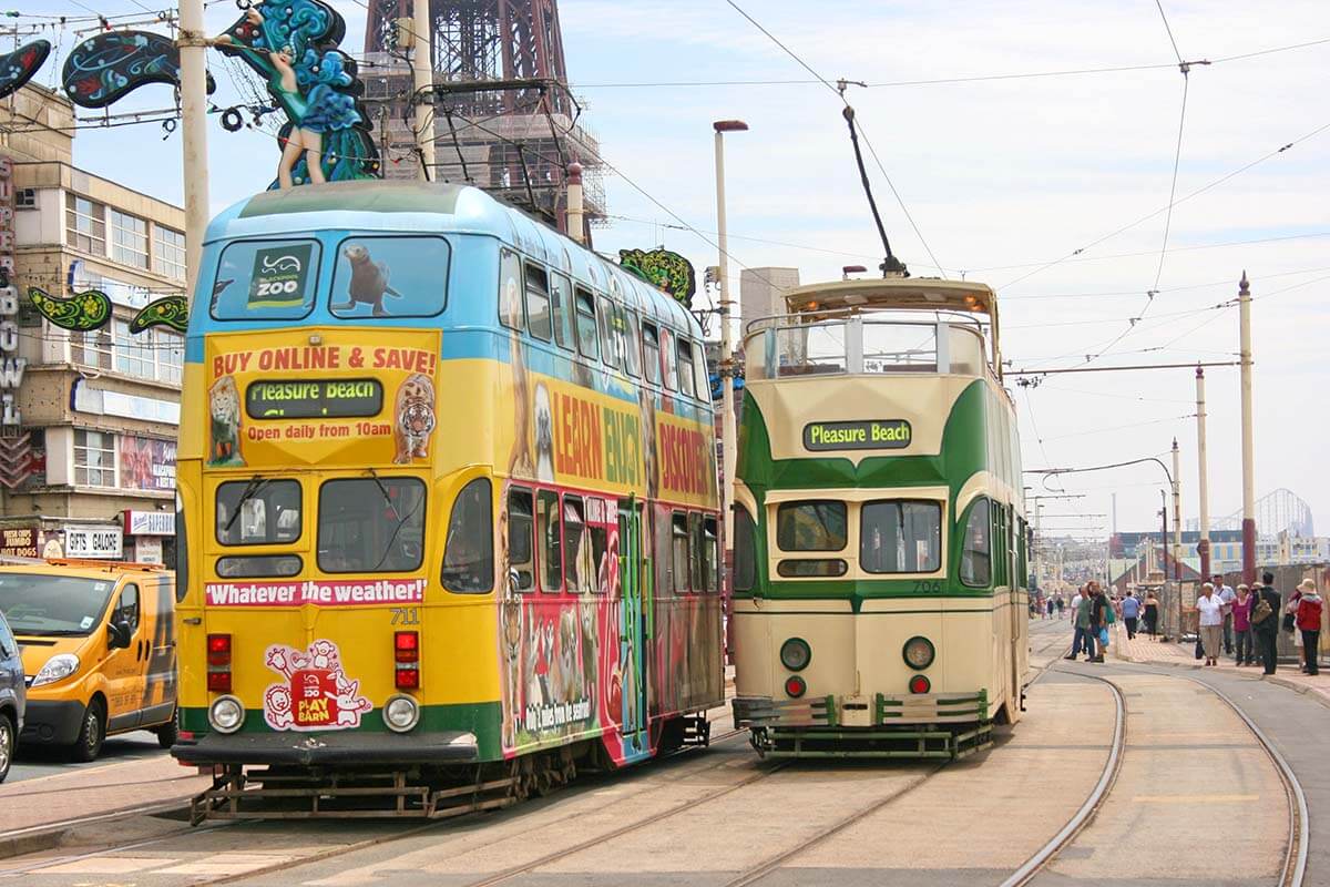 Trams on Blackpool Promenade