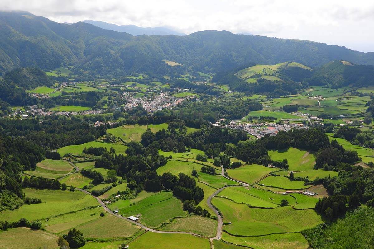 Furnas town as seen from Miradouro do Pico do Ferro