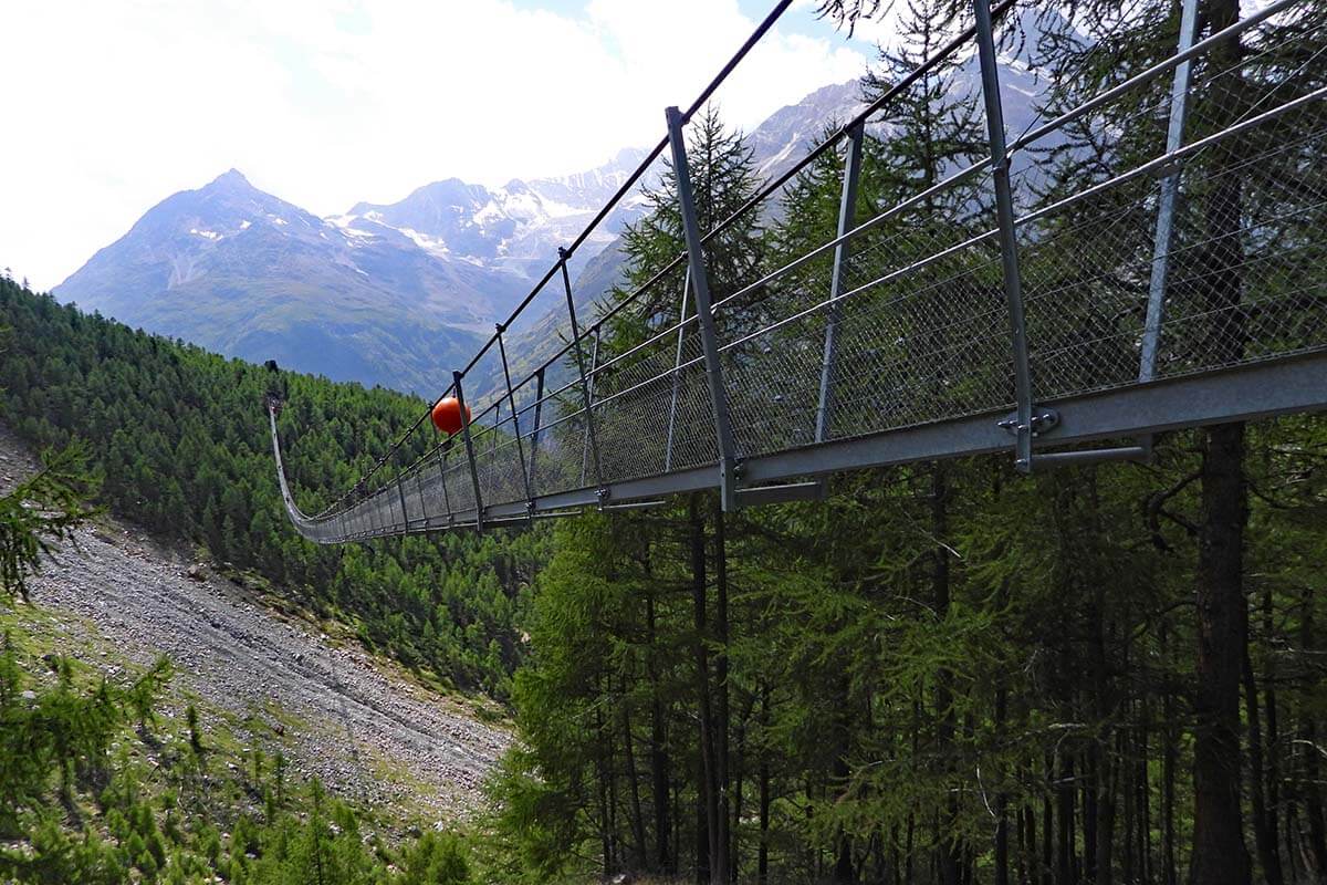 Charles Kuonen Suspension Bridge is one of the best places to see near Zermatt Switzerland