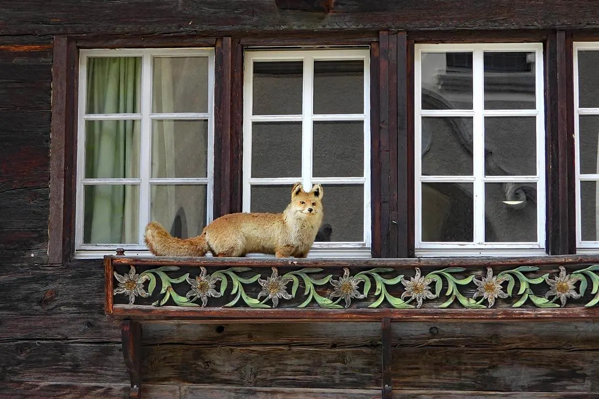 Close up of a traditional house in Randa Switzerland