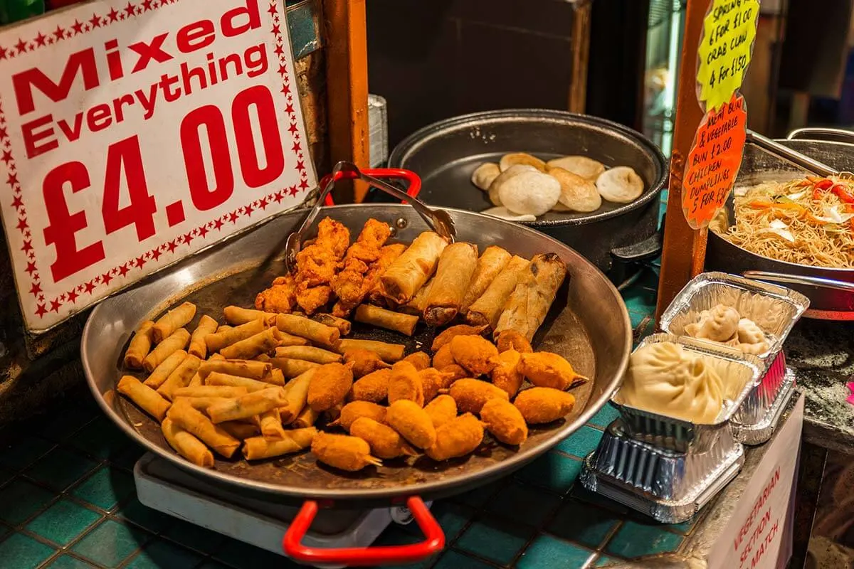 Food stall at Camden Lock Market in London