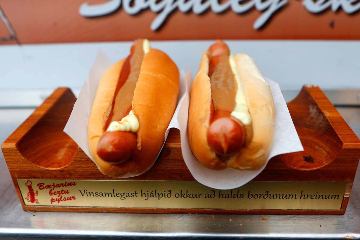 Icelandic hot dogs at Baejarins Beztu Pylsur in Reykjavik