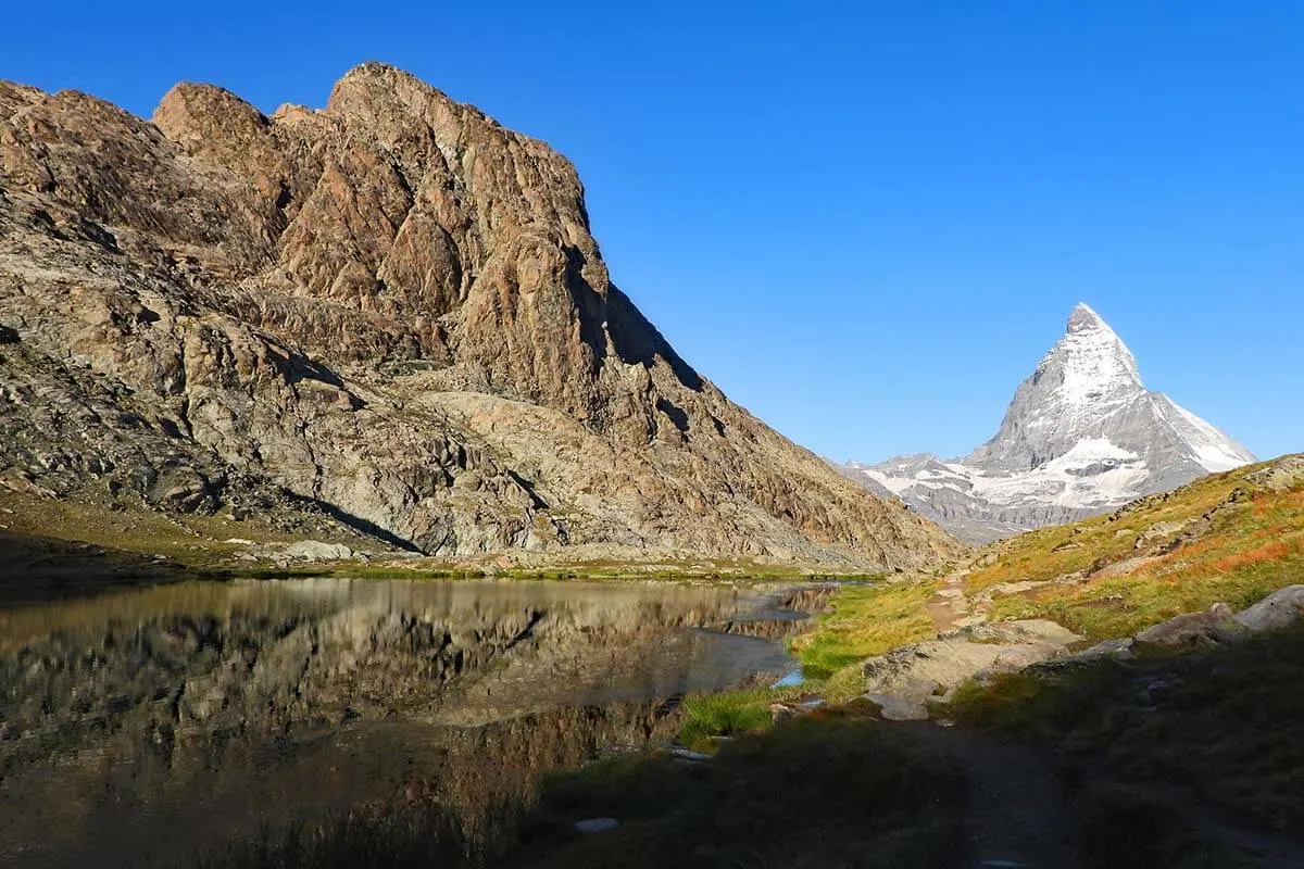 Riffelsee lake, Riffelhorn mountain, and the Matterhorn