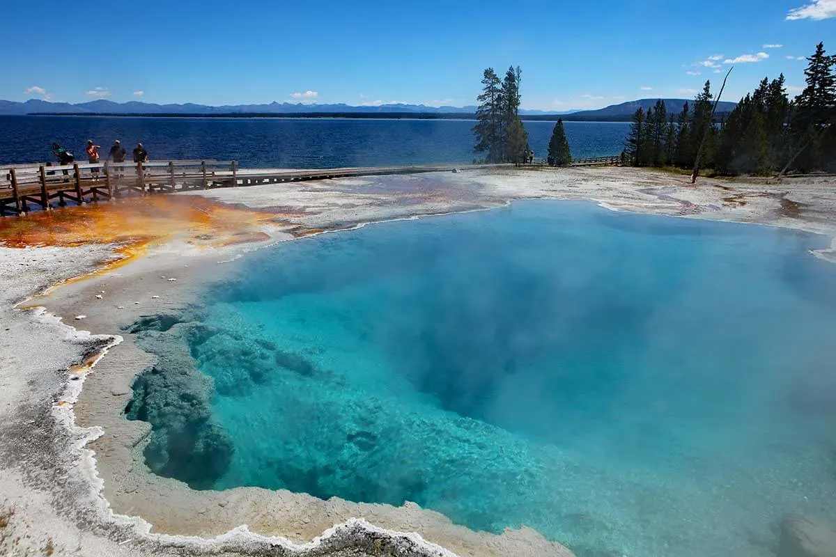 West Thumb Geyser Basin at Yellowstone Lake in Yellowstone National Park