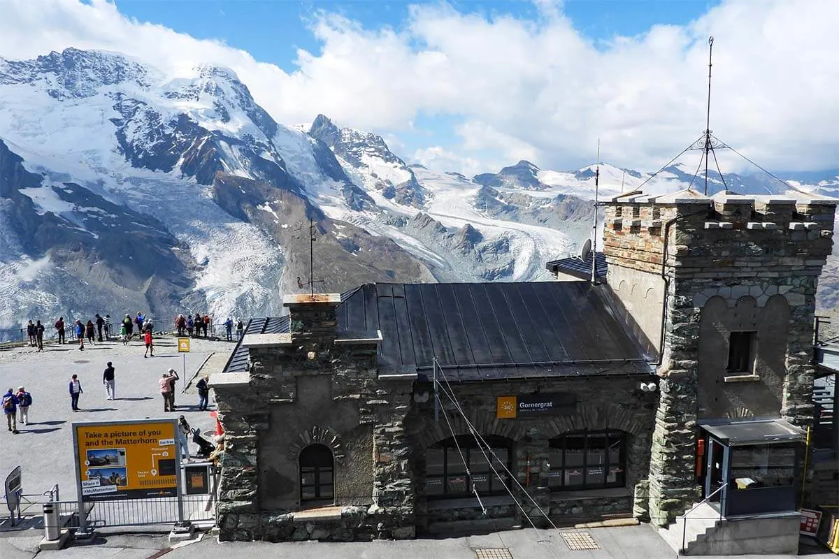 Matterhorn Photo Point sign at Gornergrat Railway Station