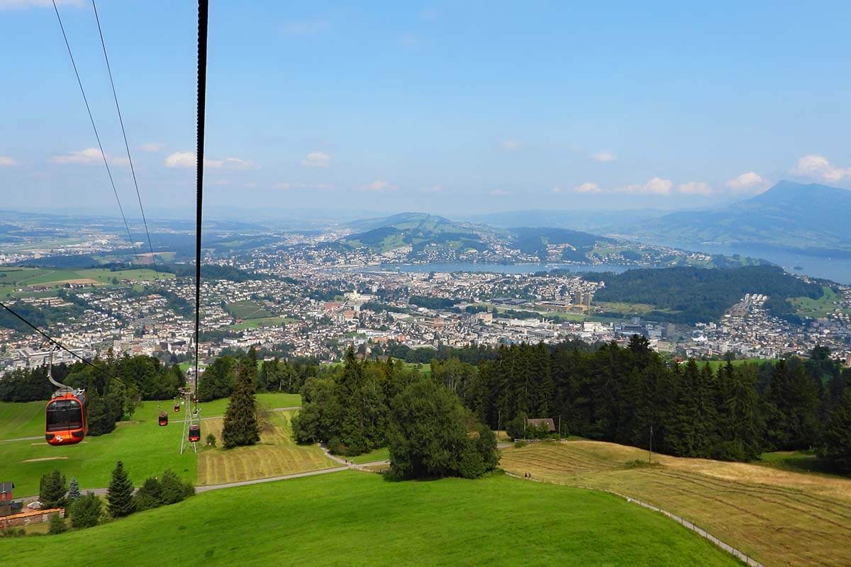 Mt Pilatus gondola in Kriens near Lucerne Switzerland