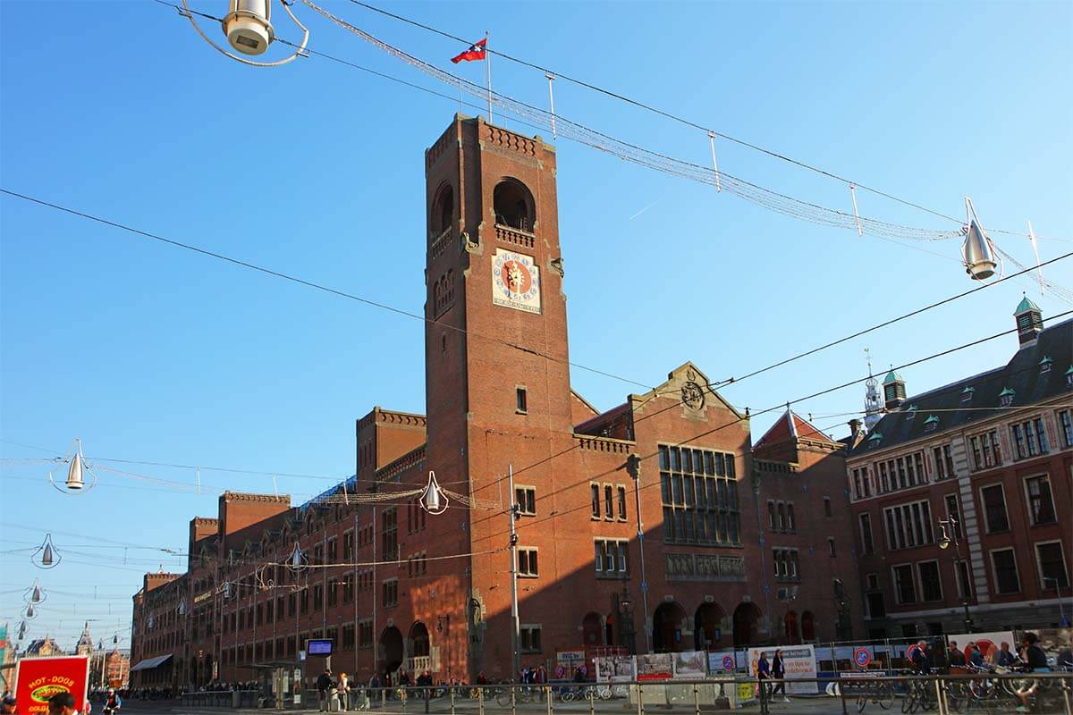 Beurs van Berlage historic building on Damrak in Amsterdam