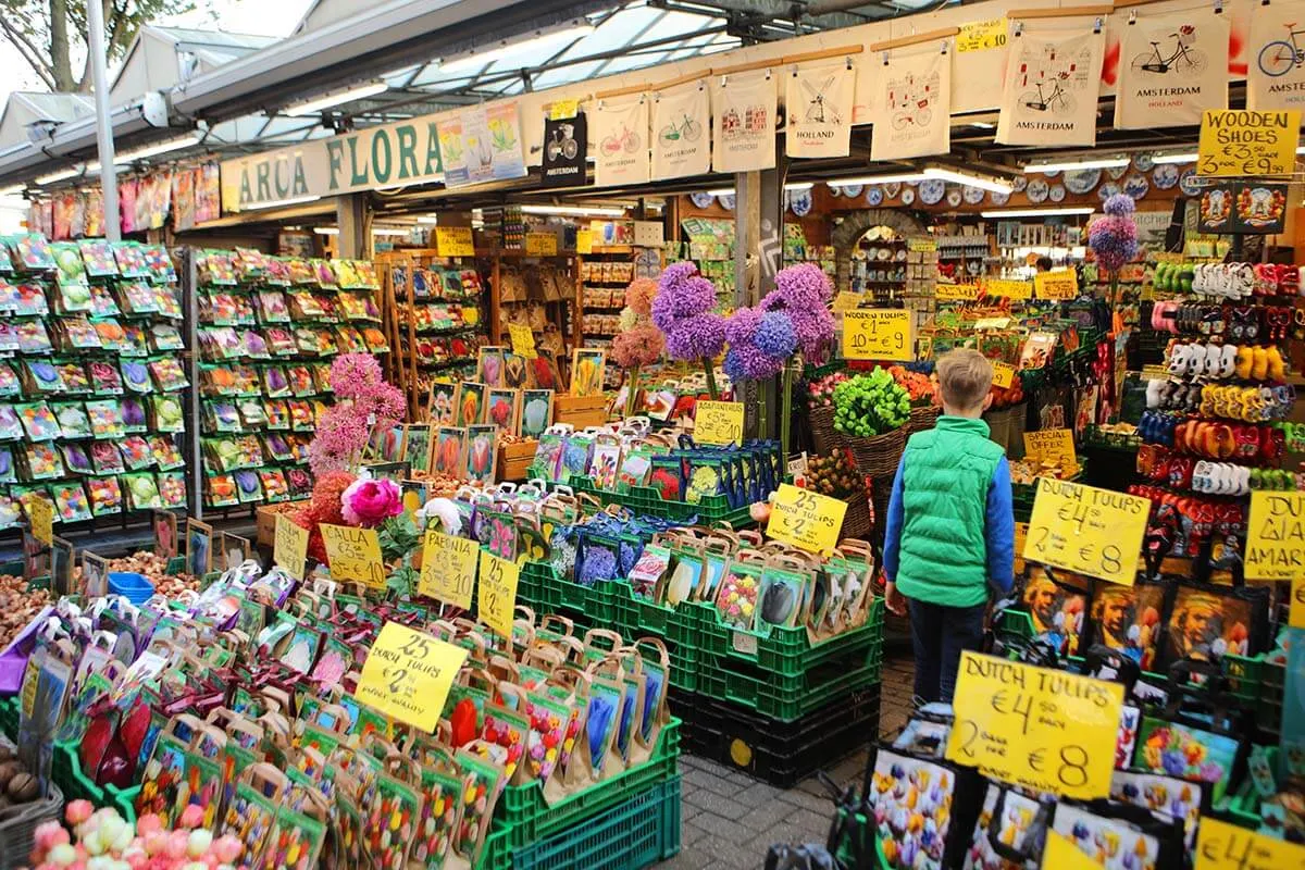 Bloemenmarkt floating flower market in Amsterdam