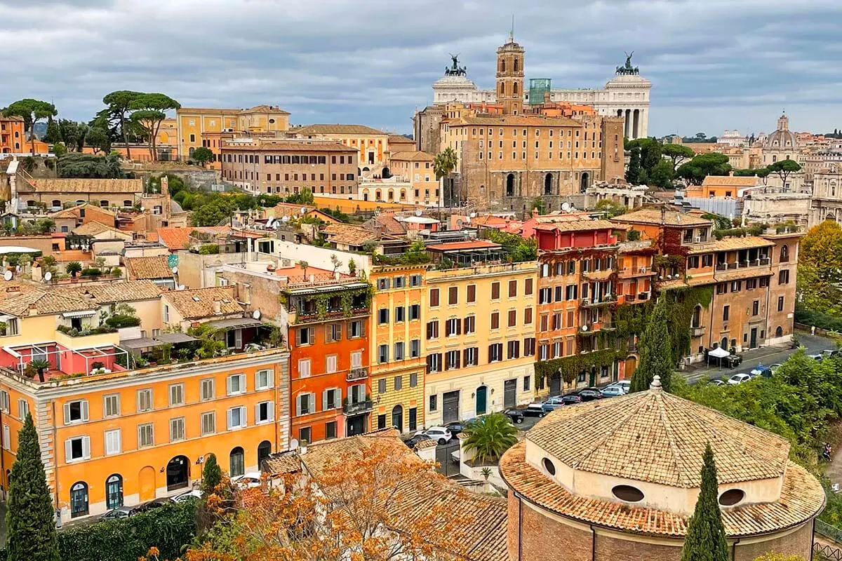 Rome city as seen from the Belvedere terrace on the Palatine Hill