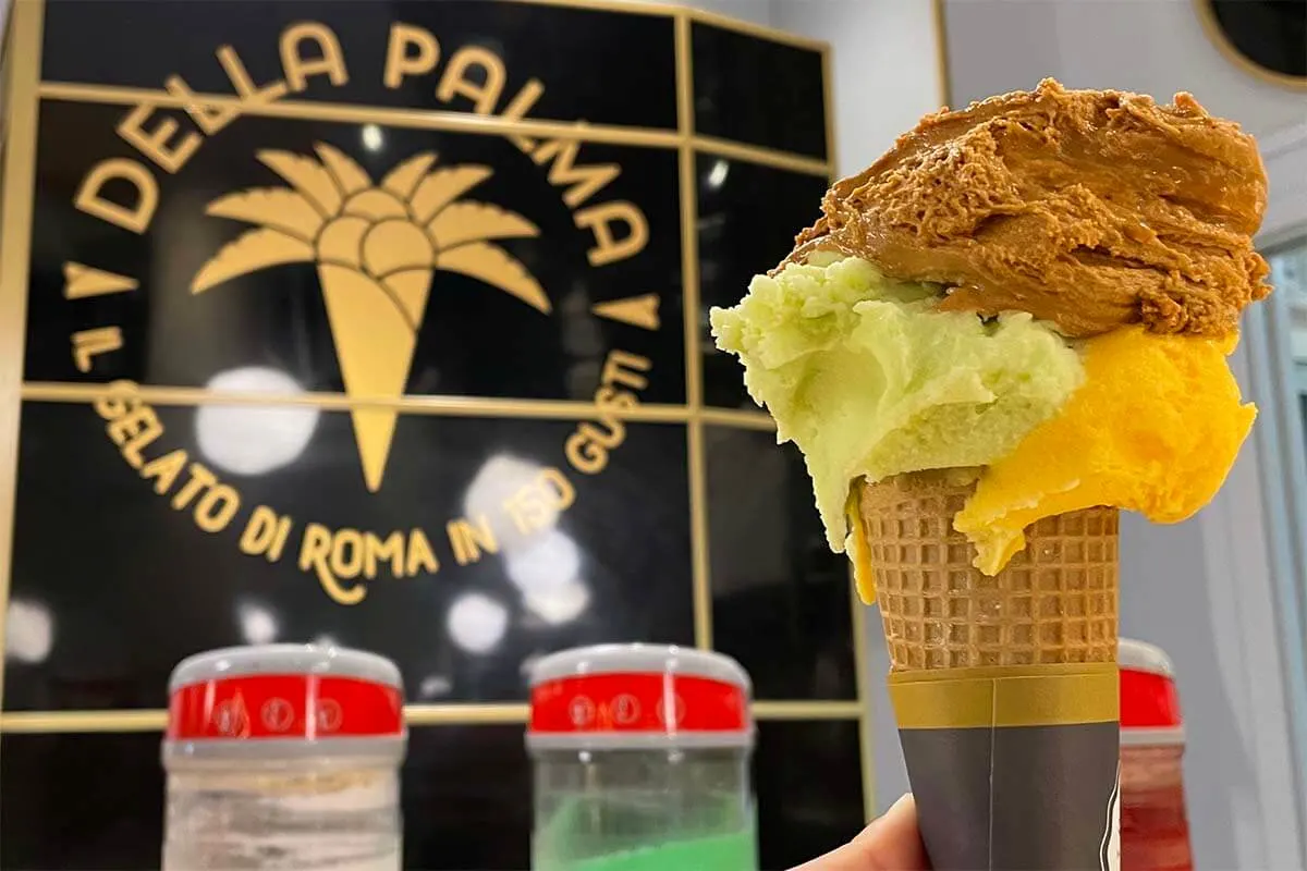 Gelato at gelateria della Palma in Rome