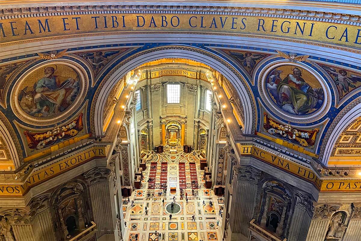 Inside the dome of St Peter's Basilica at the Vatican