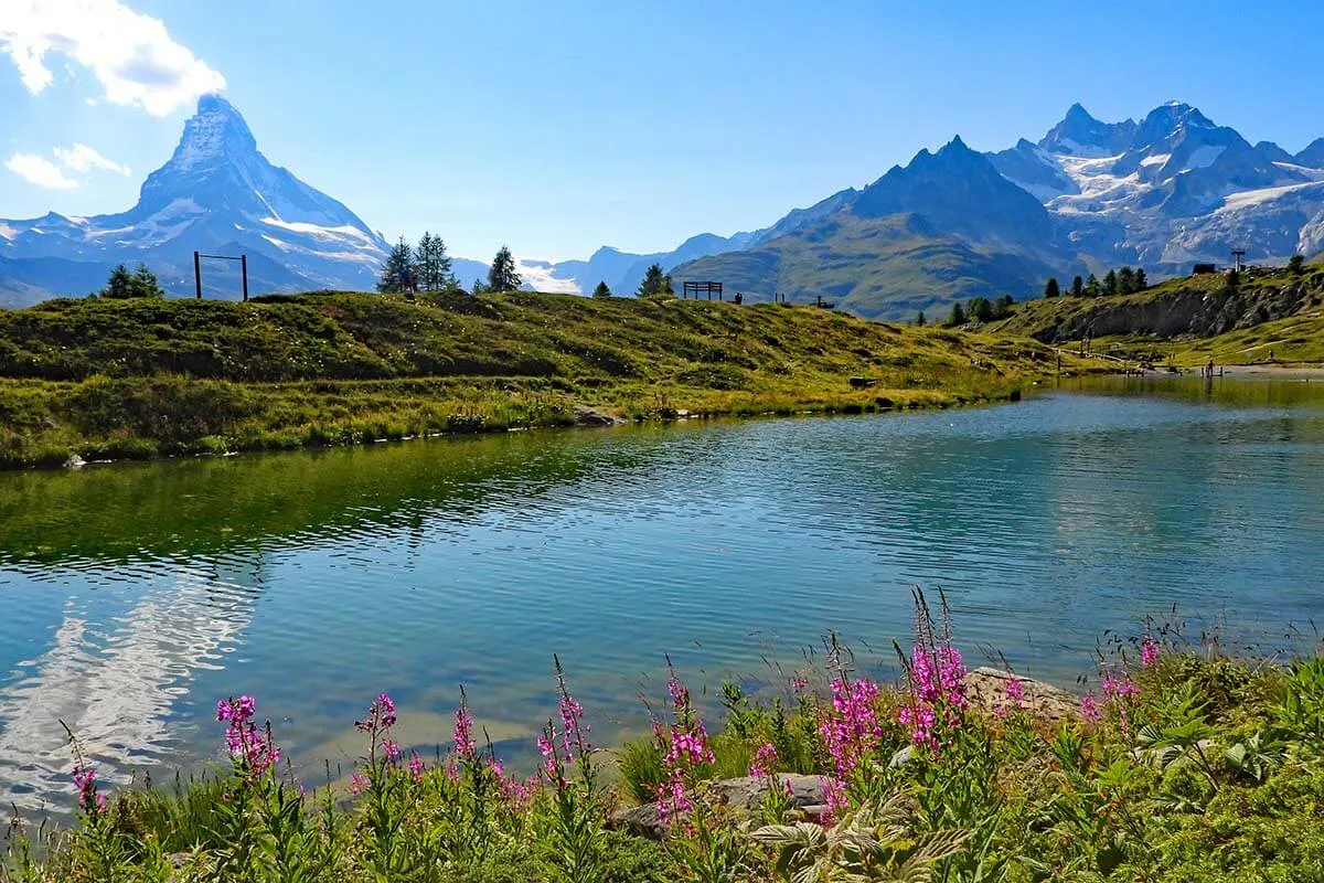 Leisee mountain lake in Zermatt Switzerland