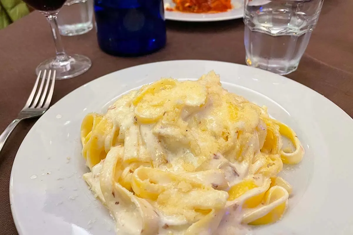 Pasta Carbonara at a local restaurant in Rome