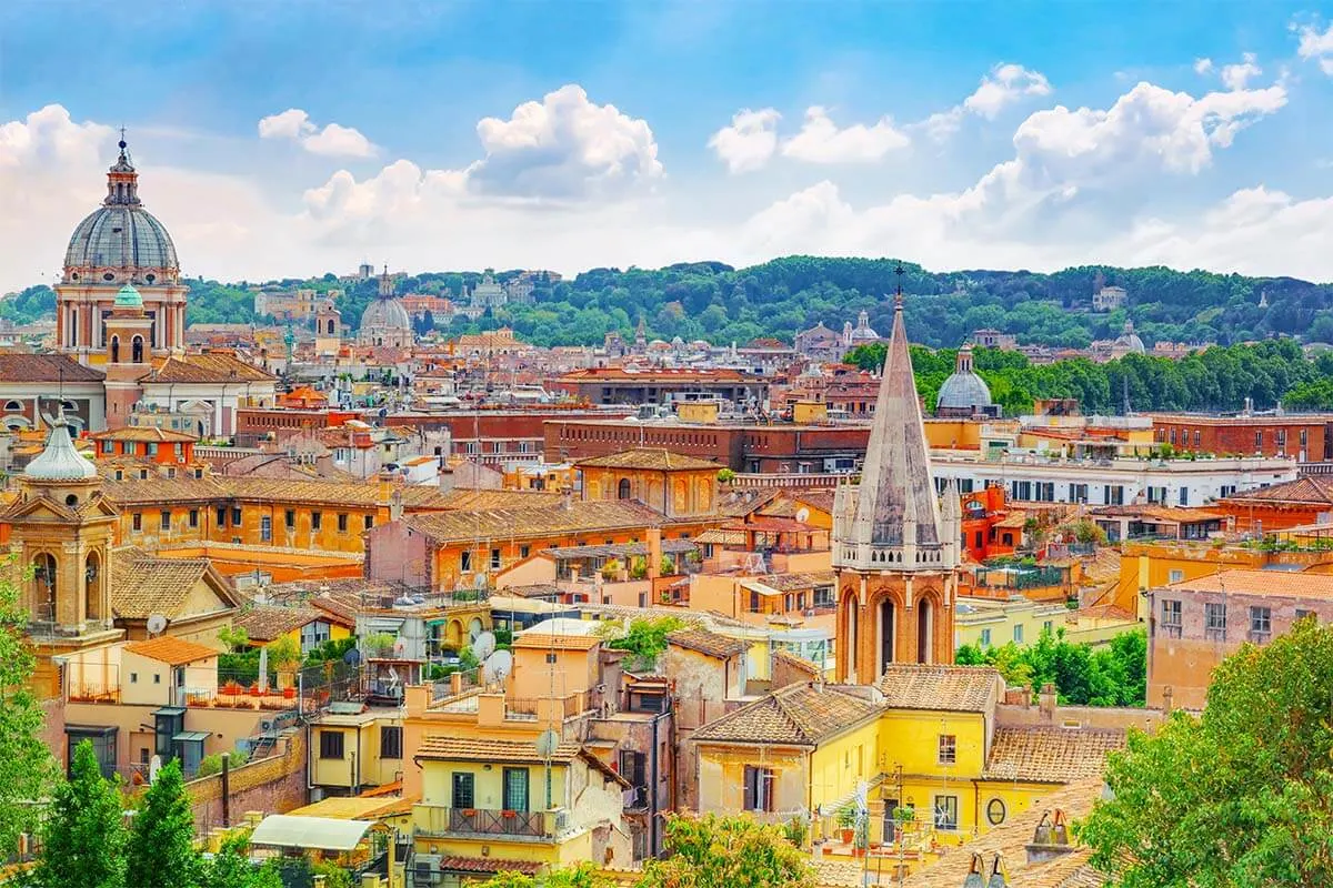 Rome view from Terrazza Viale del Belvedere on Pincian Hill