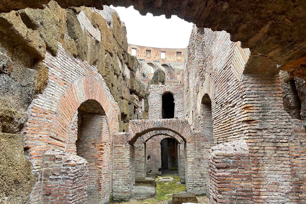 Underground level of the Colosseum in Rome