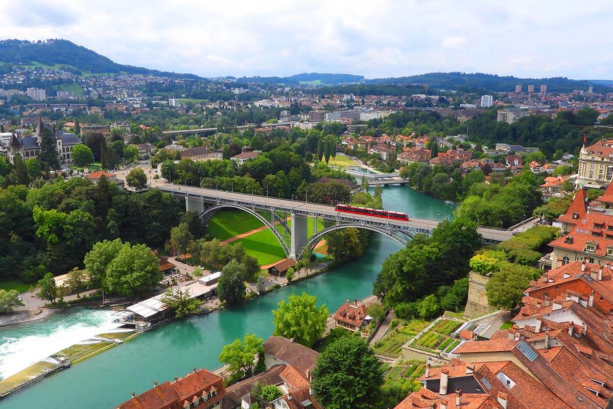 Bern city views from the Cathedral tower