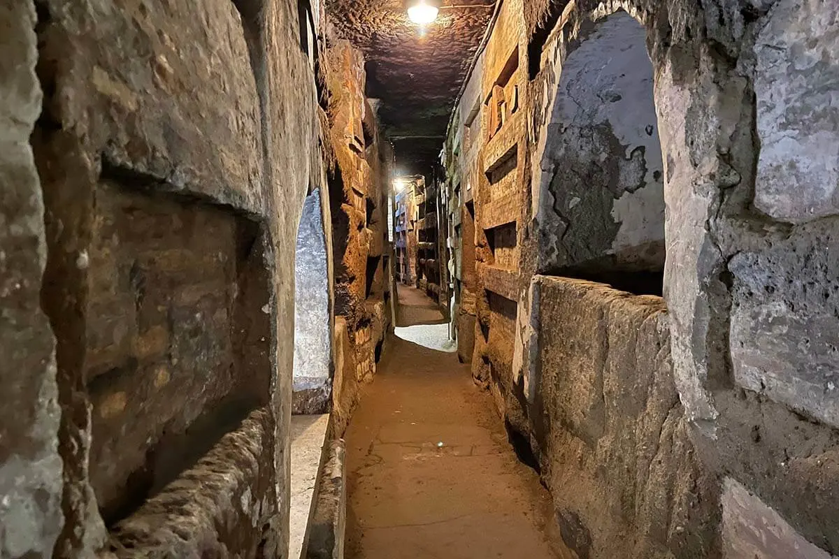 Catacombs of St Callixtus ancient site in Rome Italy