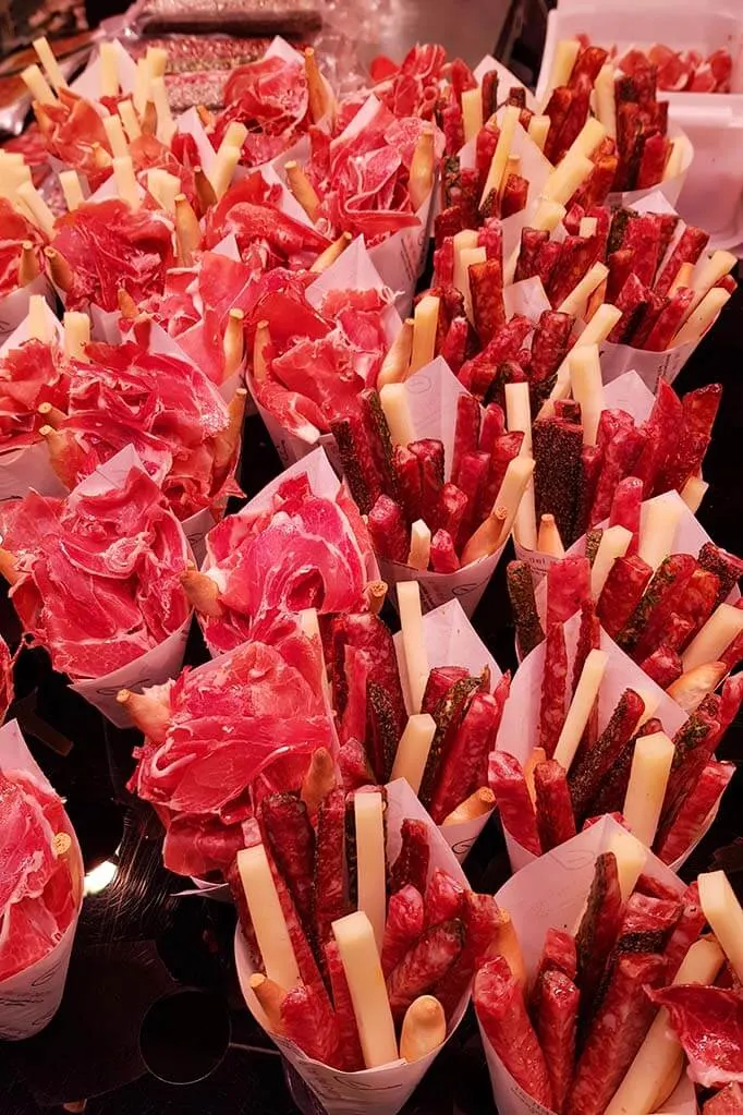 Food stand at Mercado de La Boqueria in Barcelona