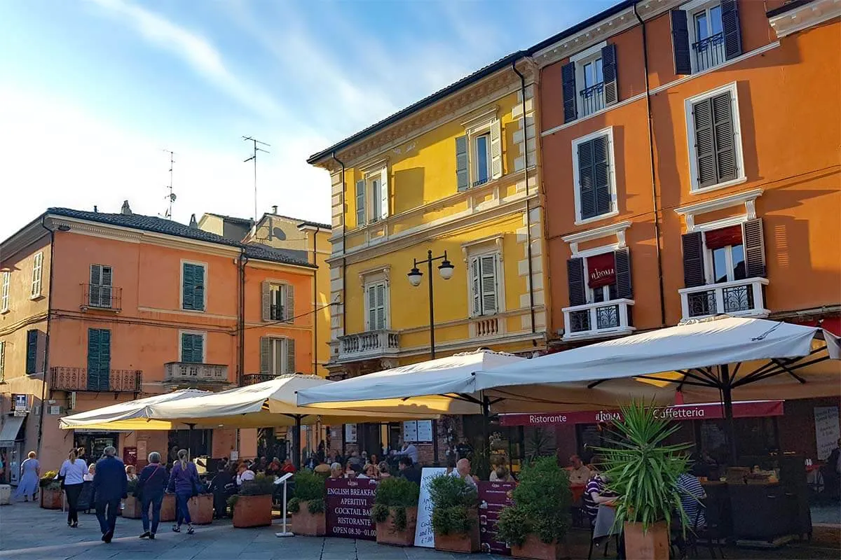 Colorful buildings of Piazza del Popolo in Ravenna Italy