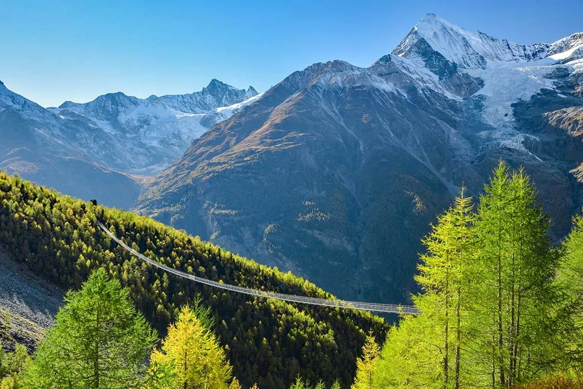 Hiking in Zermatt - Randa suspension bridge