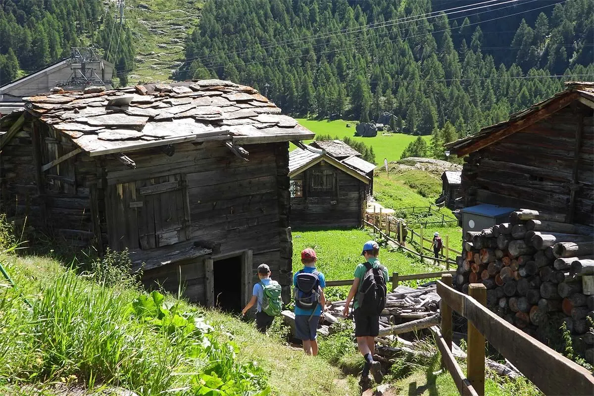 Kids hiking in Furi, Zermatt