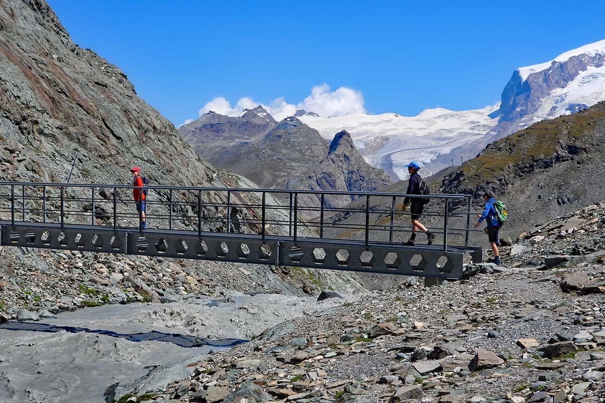 Kids hiking in Zermatt on the Matterhorn Glacier trail