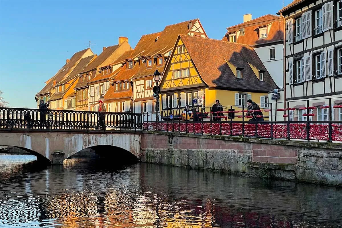 La Petite Venice district in Colmar as seen from a boat cruise on the Lauch River