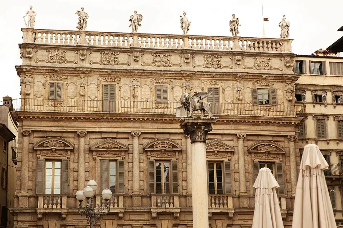 Lion of St Mark on Piazza delle Erbe in Verona