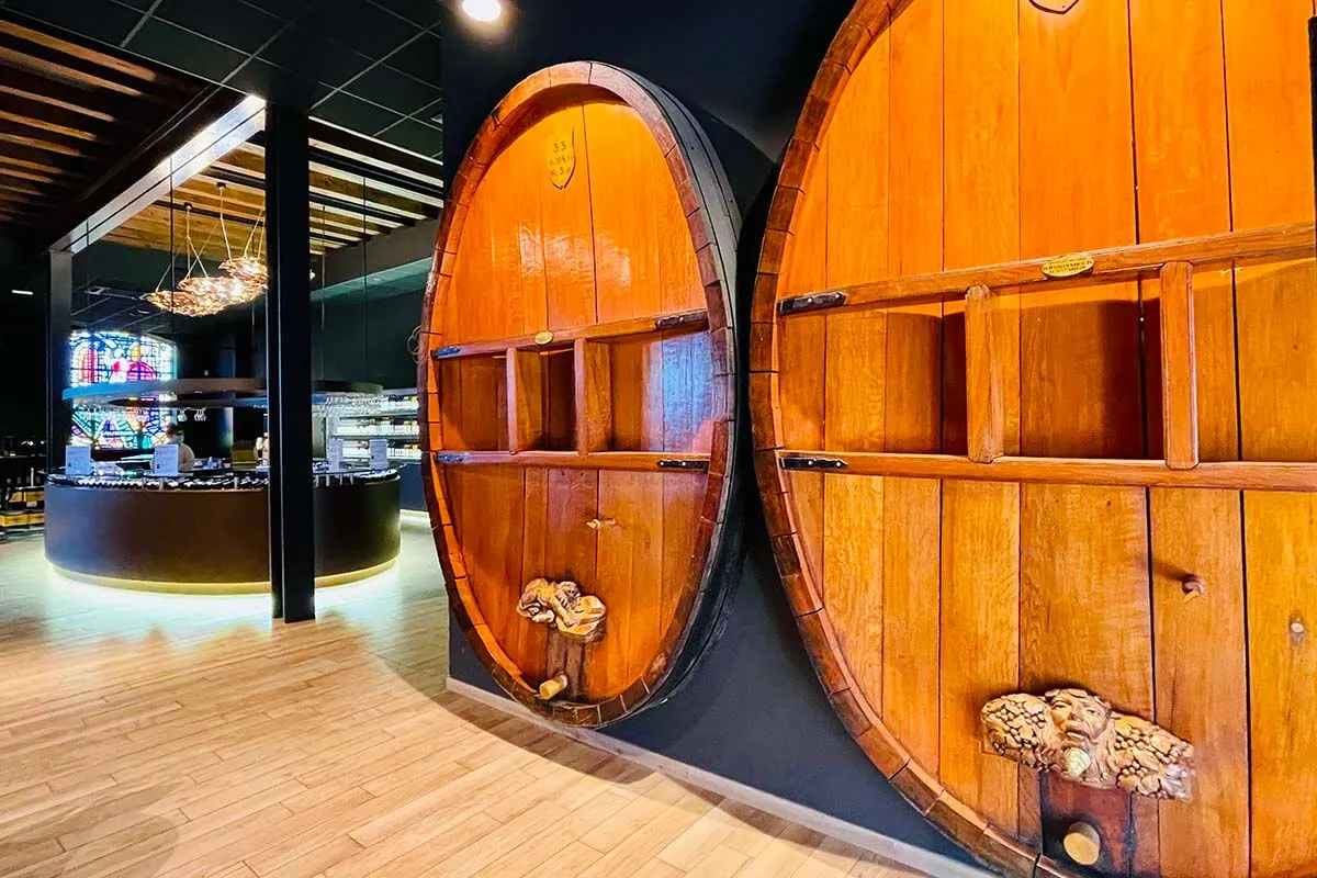 Old wine barrels at a wine house in Alsace France