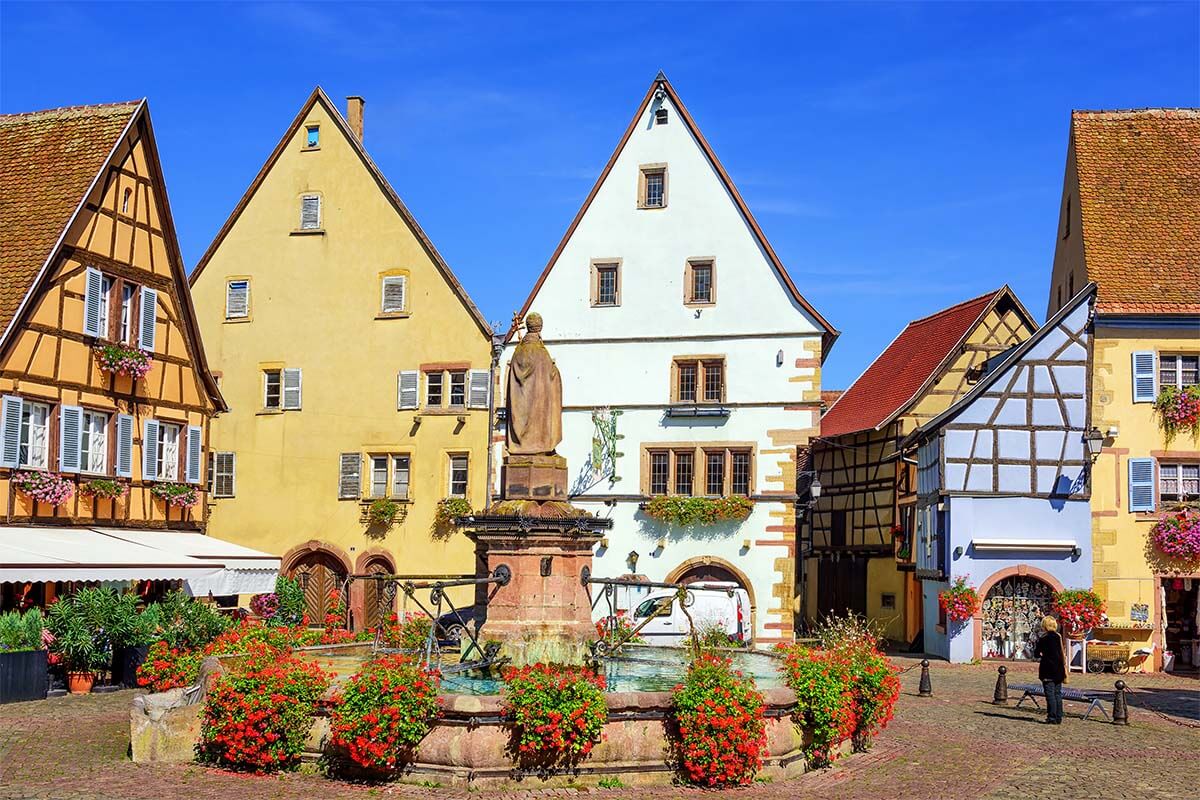 Saint Leon Square and Fountain in Eguisheim France